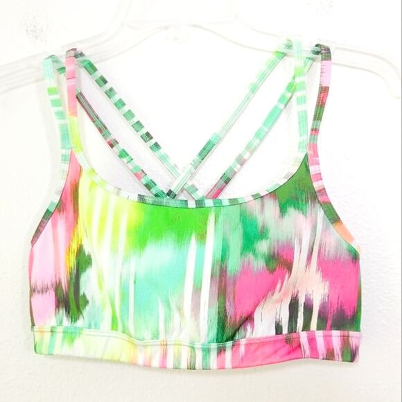 Athleta colorful watercolor strappy sports bra XS - Picture 1 of 10